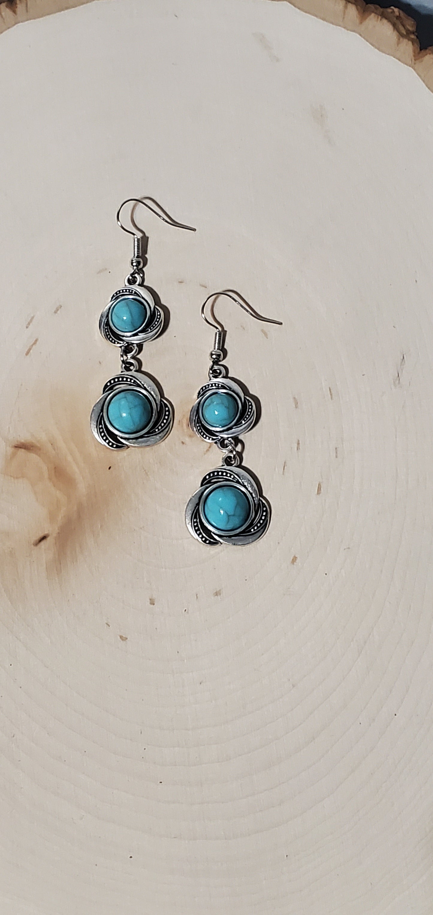Turquoise Drop Swirl Earrings