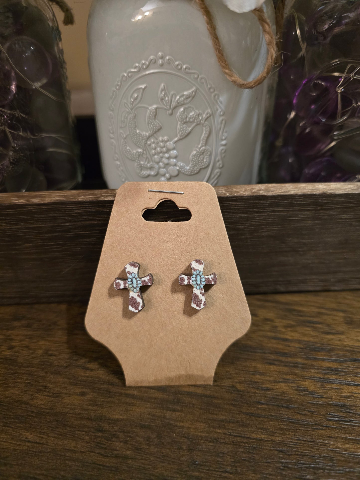 Western Wooden Stud Earrings (Cowboy Hat/Cross/Cowboy Boots/Horseshoes)