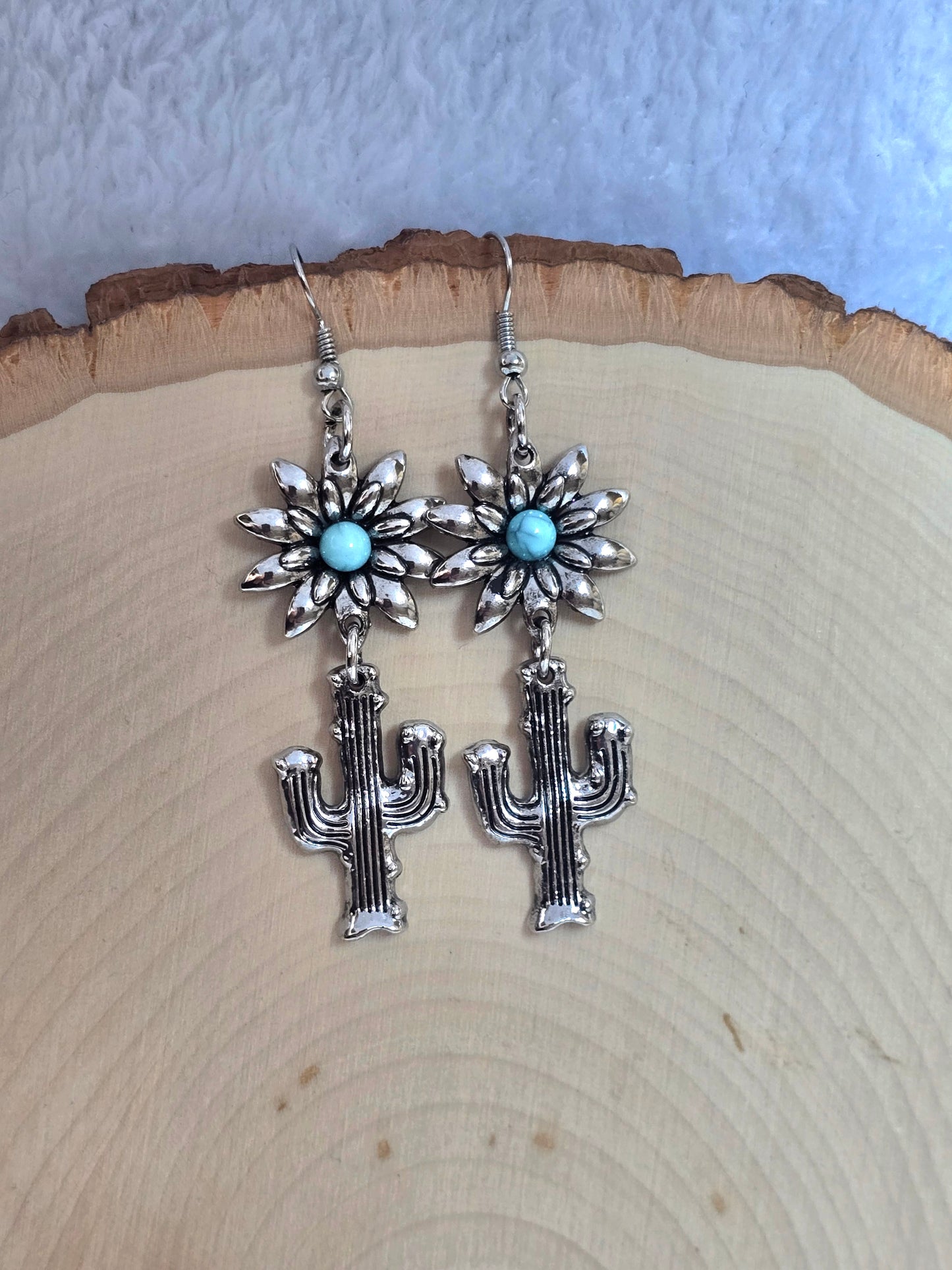 Flower/Cactus Dangle Earrings