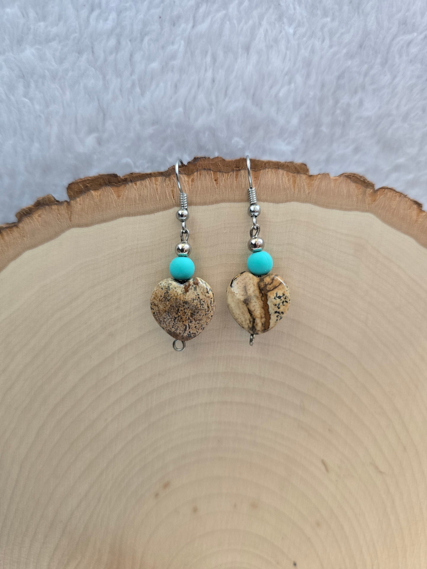 Jasper Heart Earrings