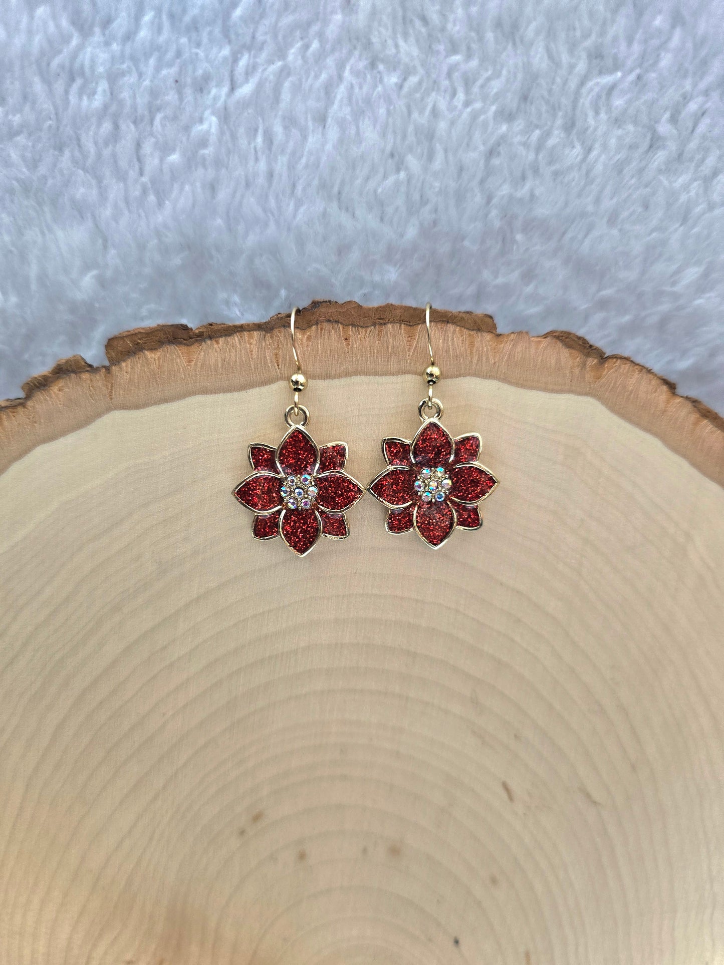 Red Flower Earrings