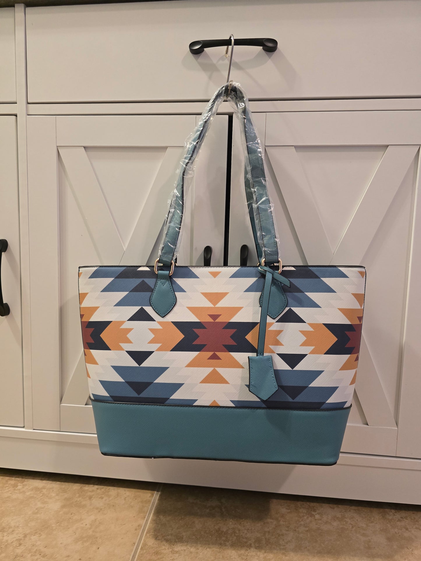 Blue Aztec Tote Bag
