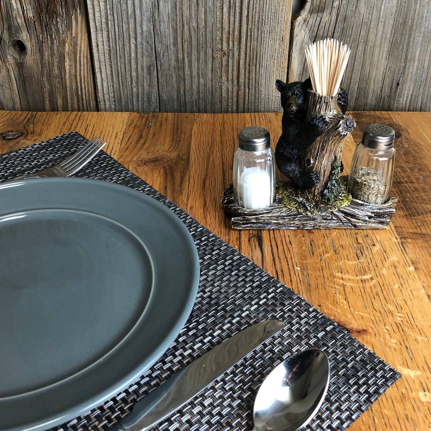 Bear Salt and Pepper Shakers w/ Toothpick Holder