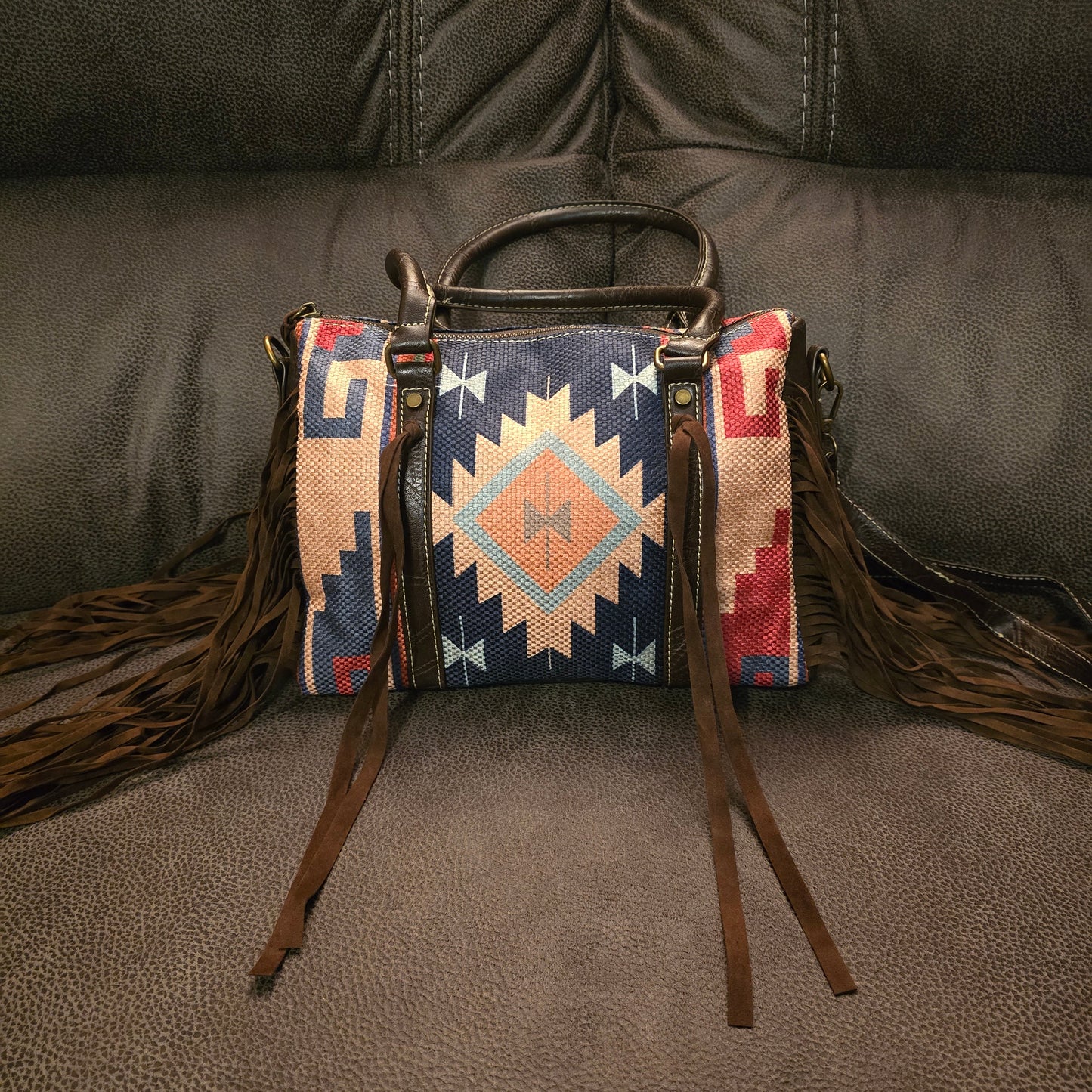 Blue Aztec Handbag