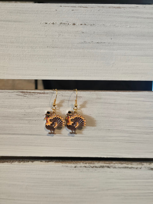 Fall Turkey Earrings - 925 Sterling Silver - Hypoallergenic