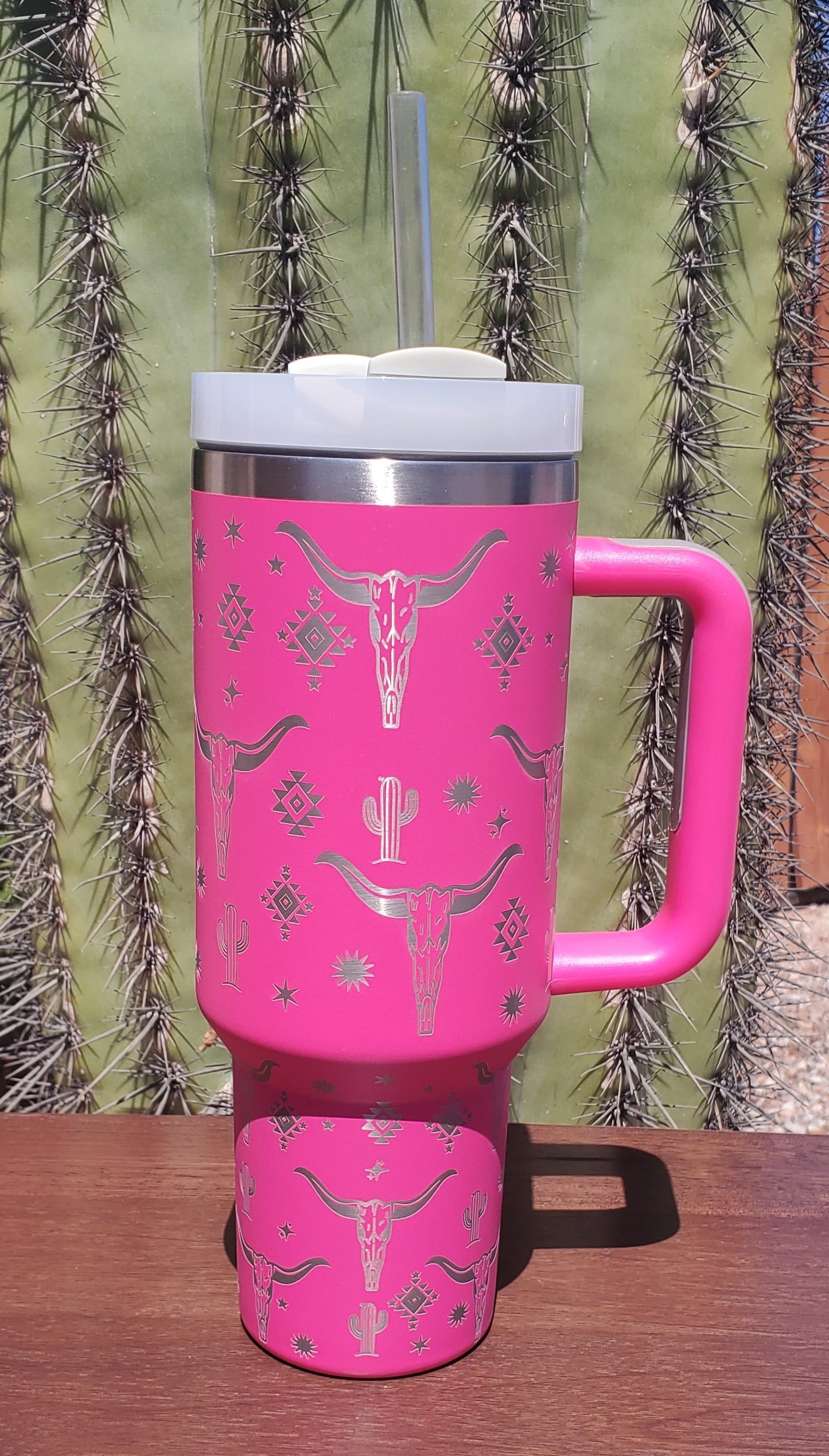 Hot Pink Steer Head Tumbler