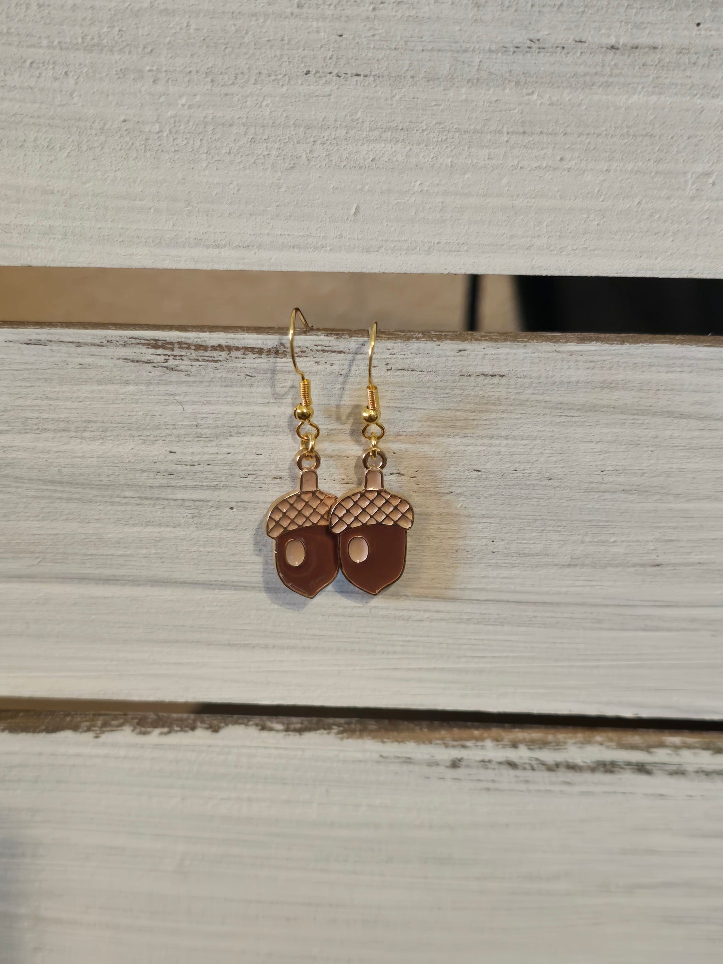 Large Brown Acorn 925 silver. Gold plated