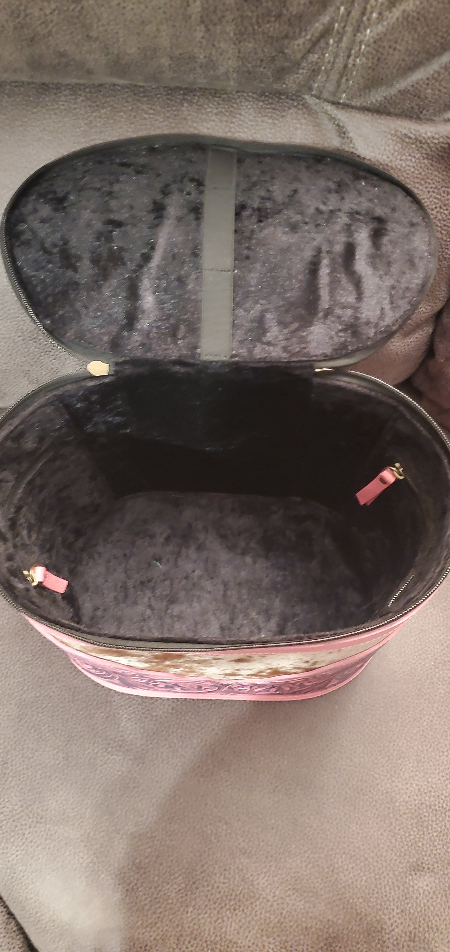 Pink Leather and Cowhide Make Up Tote