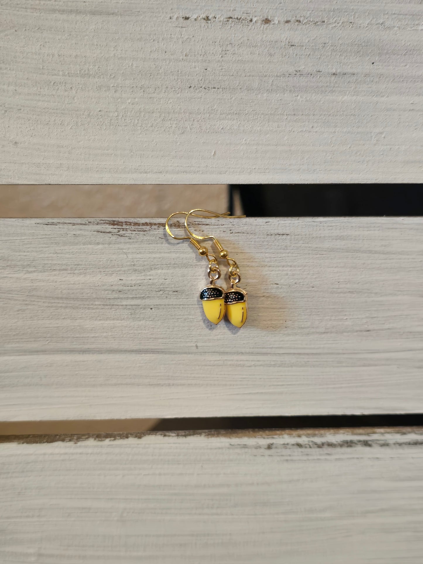 Small yellow Acorn Earrings 925 silver gold plated