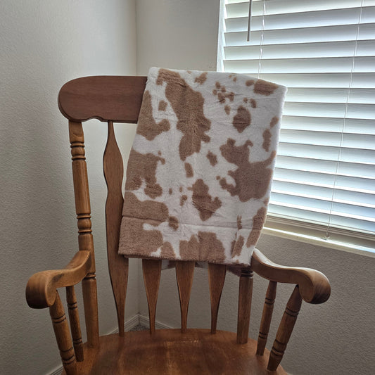 Tan Cow Print Throw Blanket