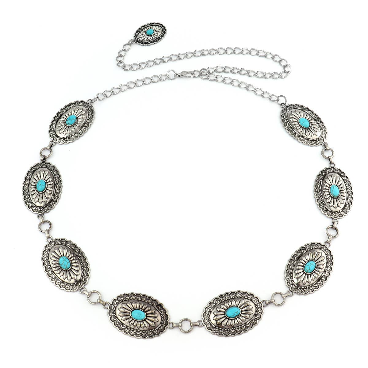 Antique Silver with Turquoise Concho Belt