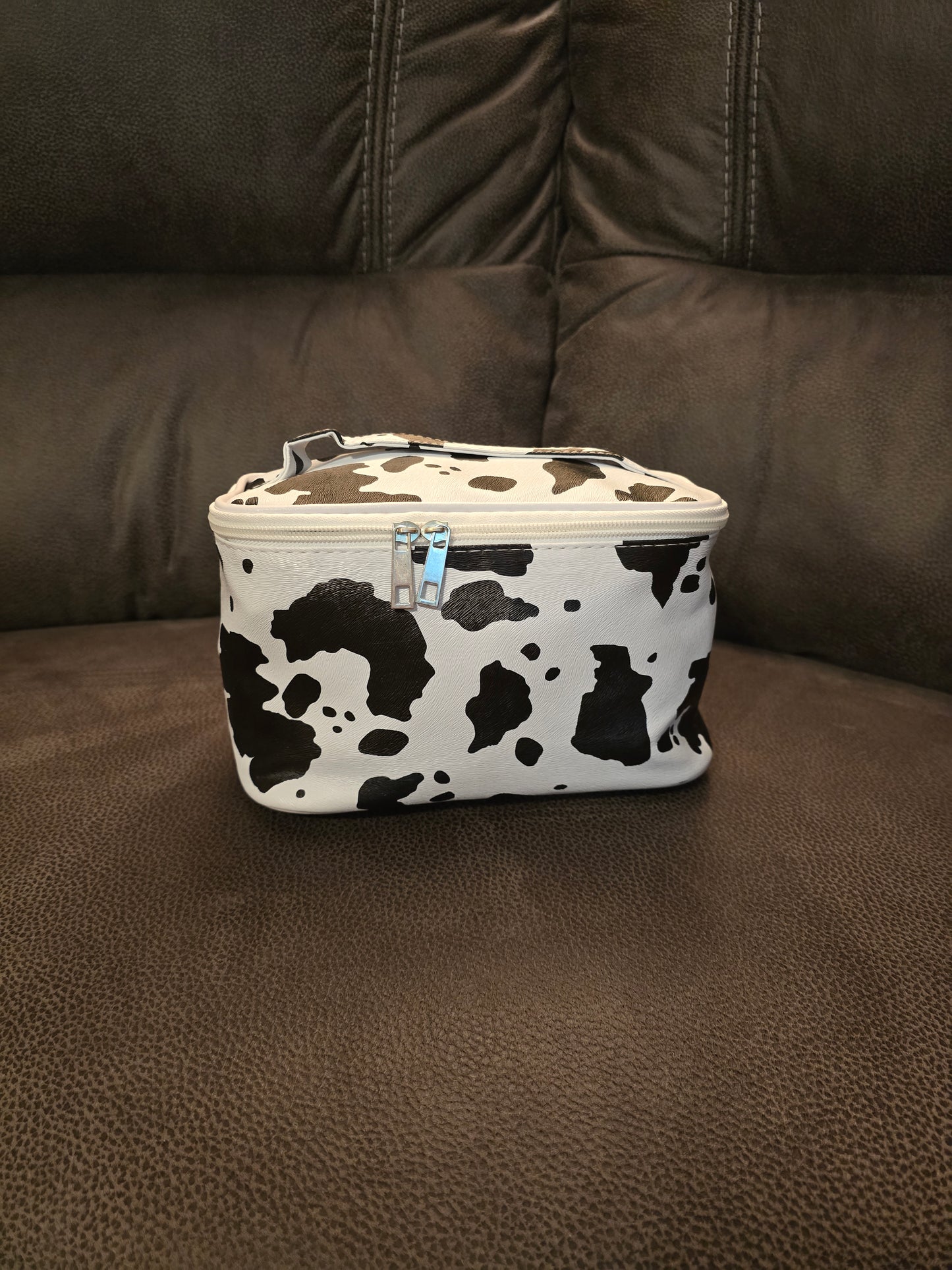 Cow Print Cosmetic Bag Black/White