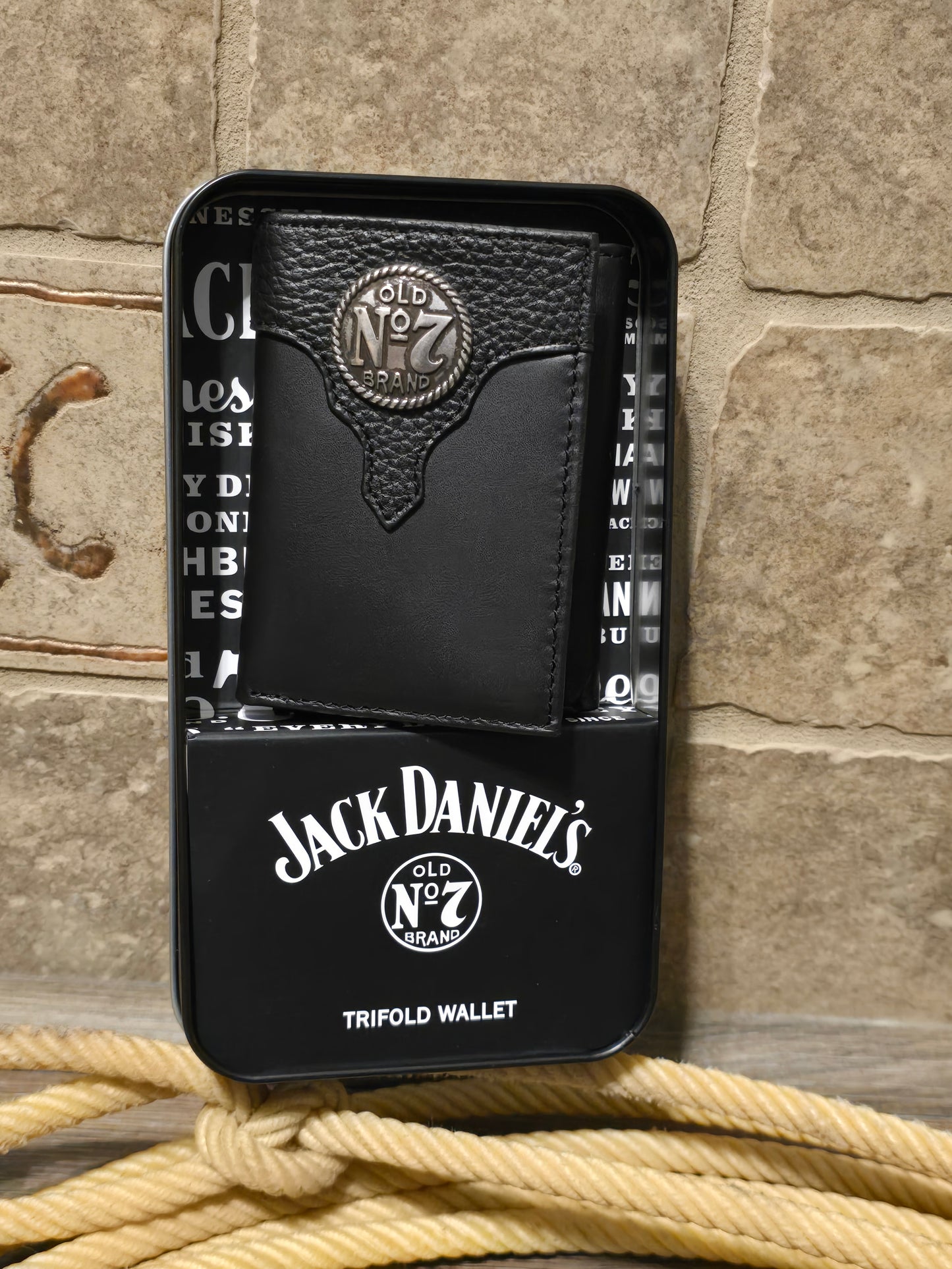 Jack Daniel's Old #7 Blk Trifold men's leather Wallet