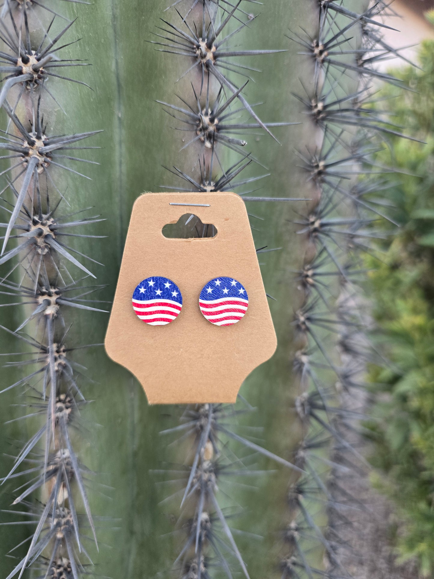 Wooden Flag Earrings