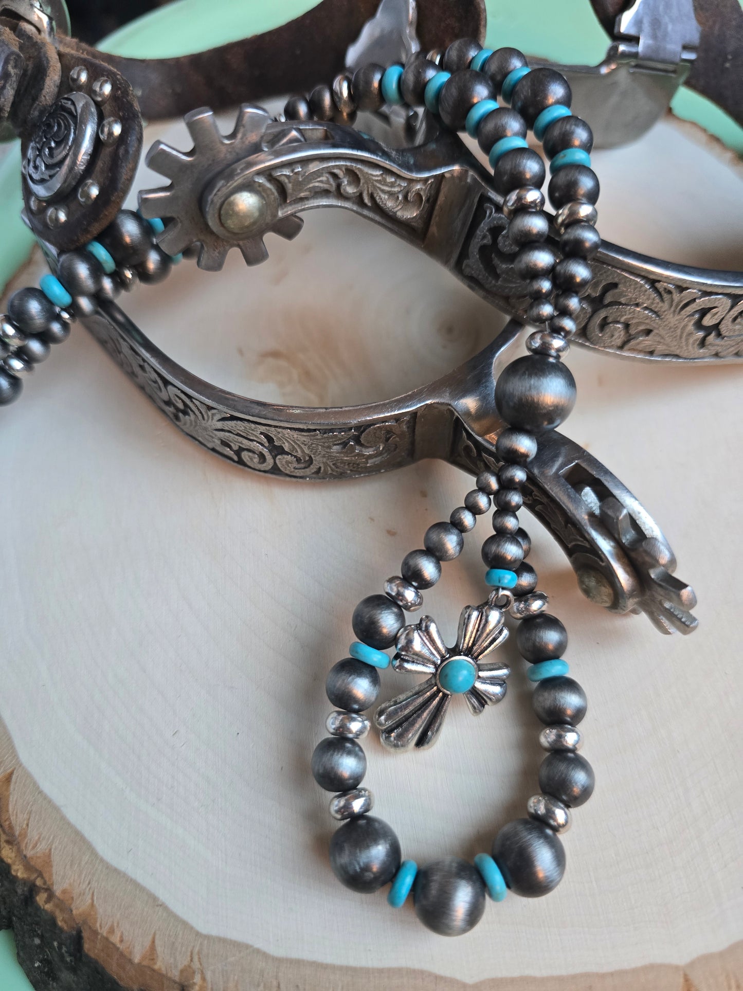 Beaded Cross Loop Necklace