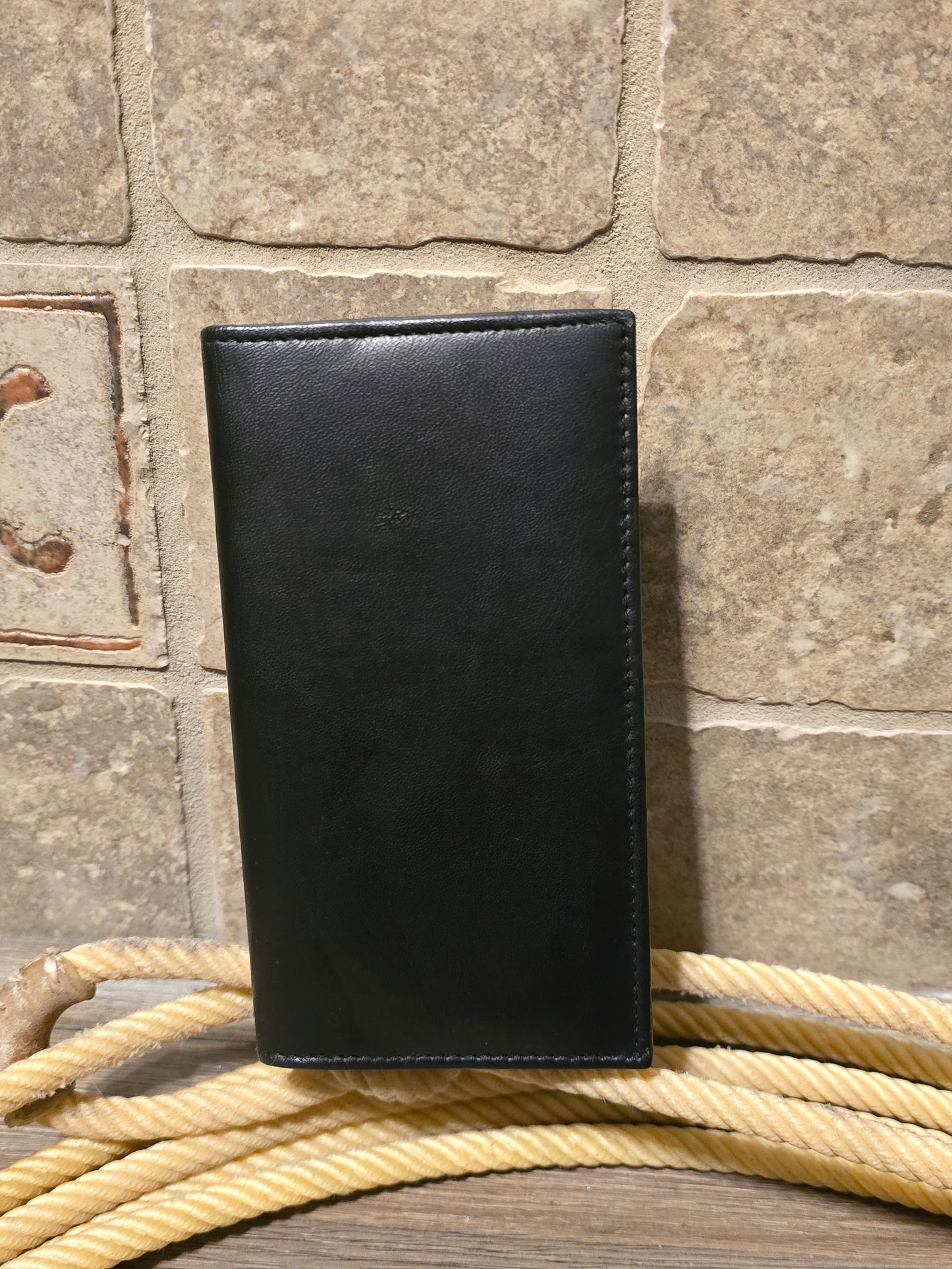 Black Leather Checkbook Wallet