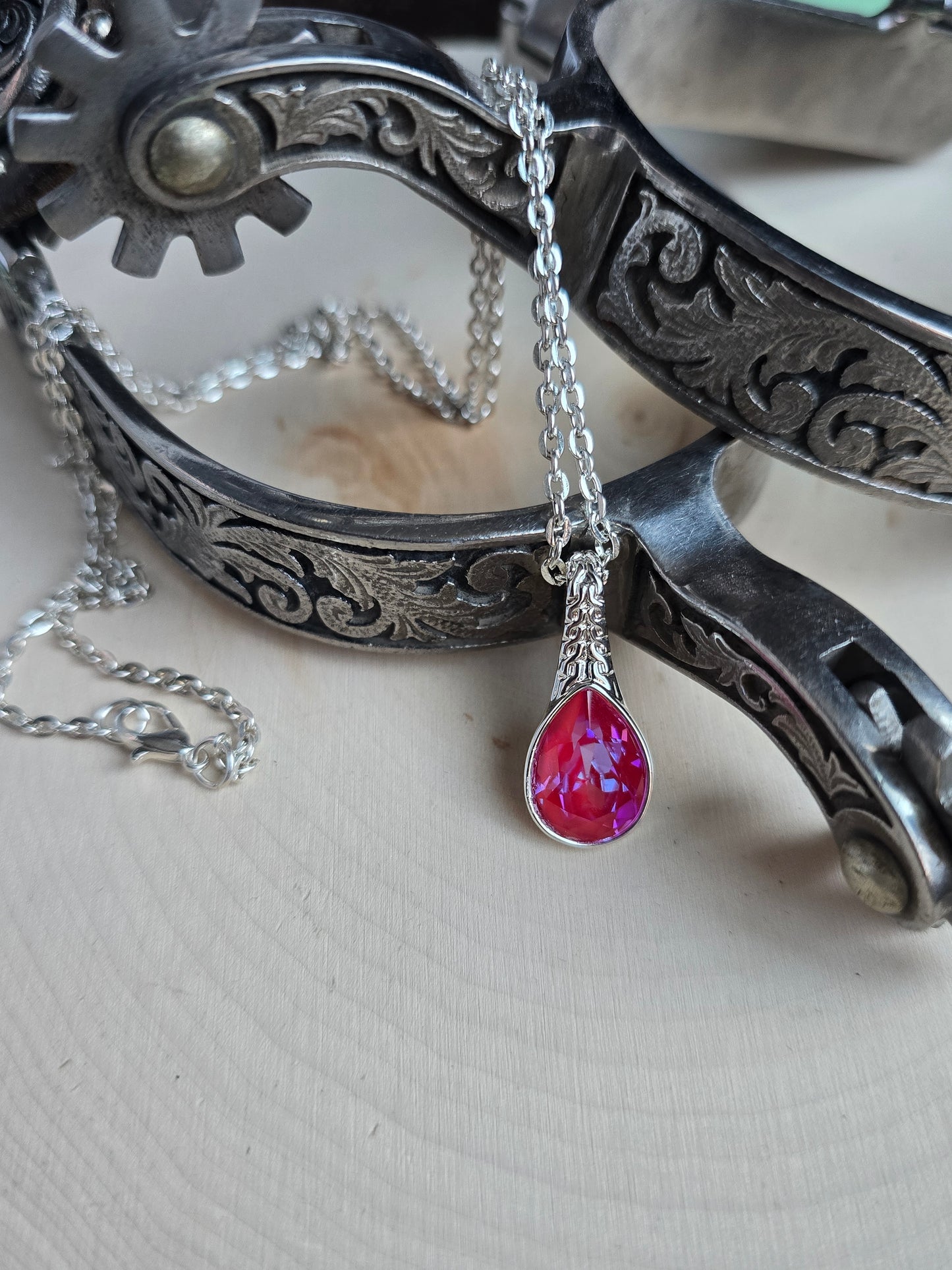 Royal Red Pear Pendant Necklace