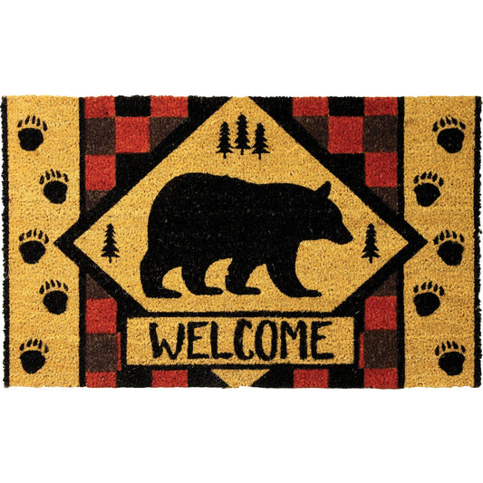 Welcome Bear Coir Mat
