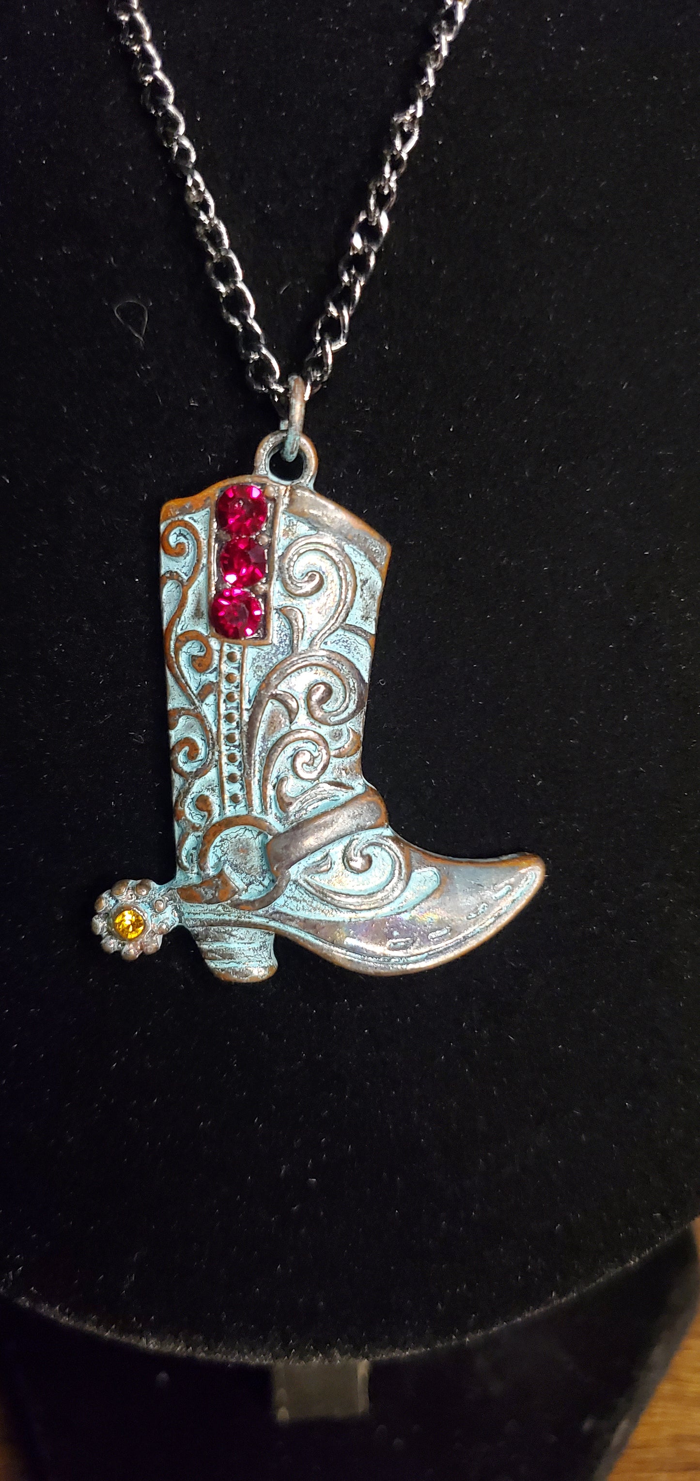 Turquoise Boot with Red Gems Necklace