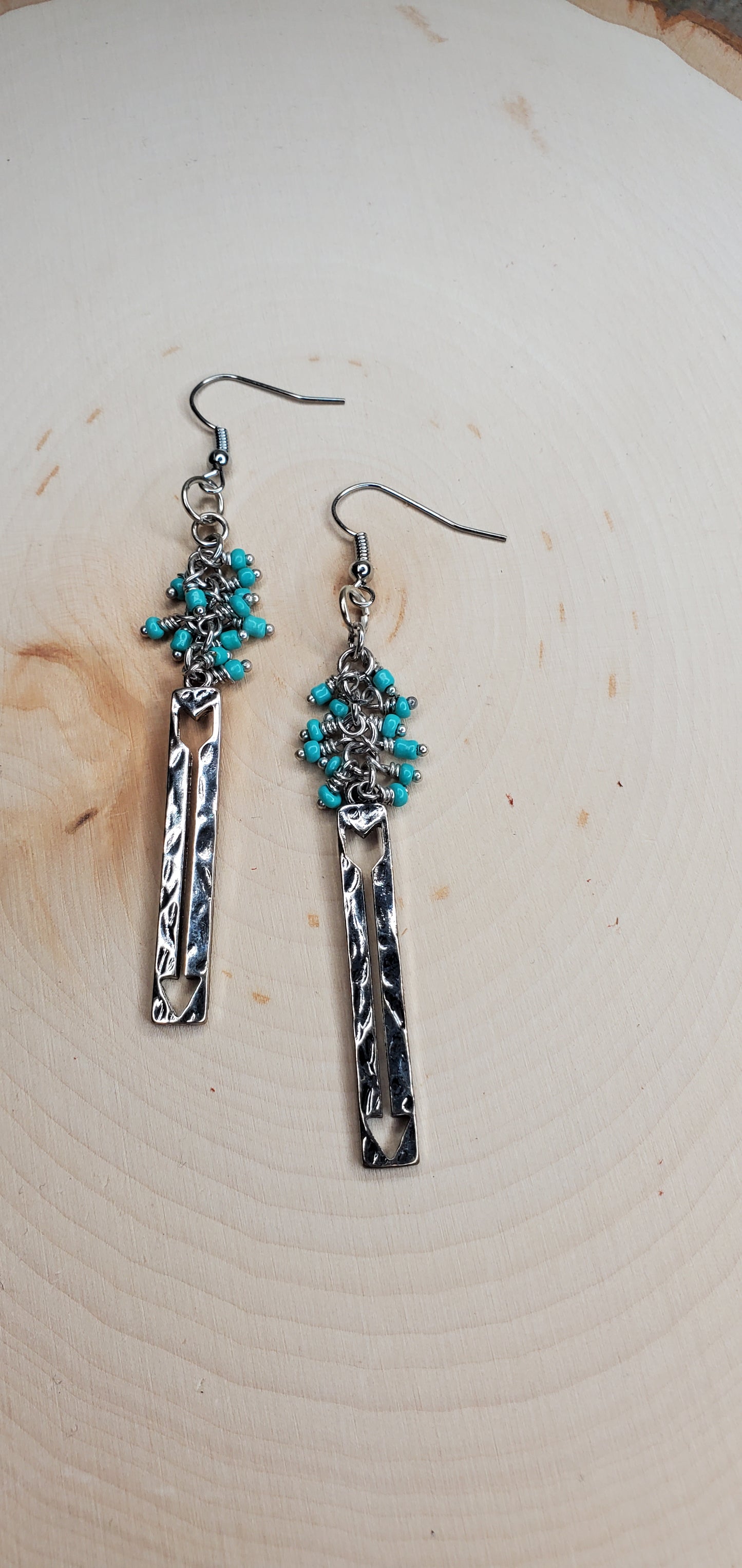 Turquoise Beaded Arrow Earrings