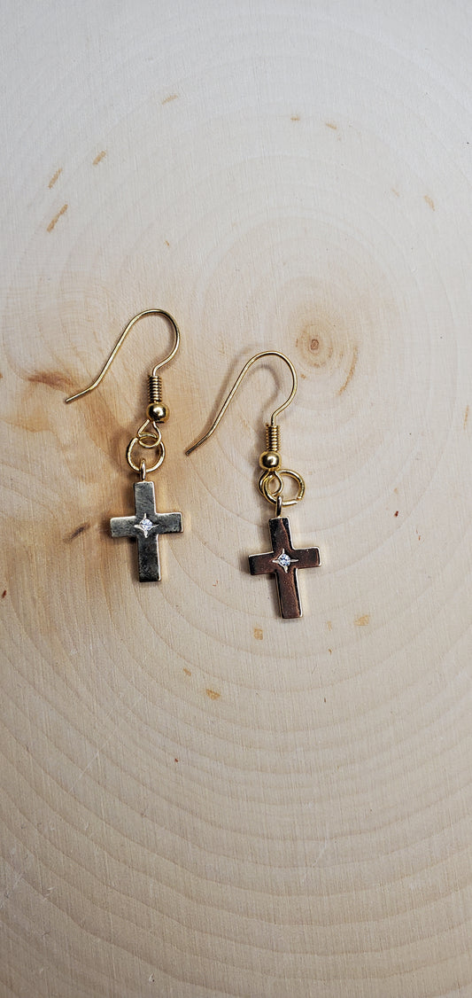 Gold Cross Dangles