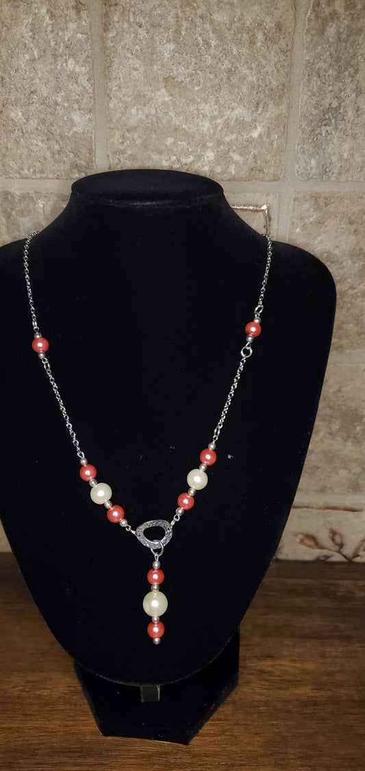 Pink & White Beaded Necklace