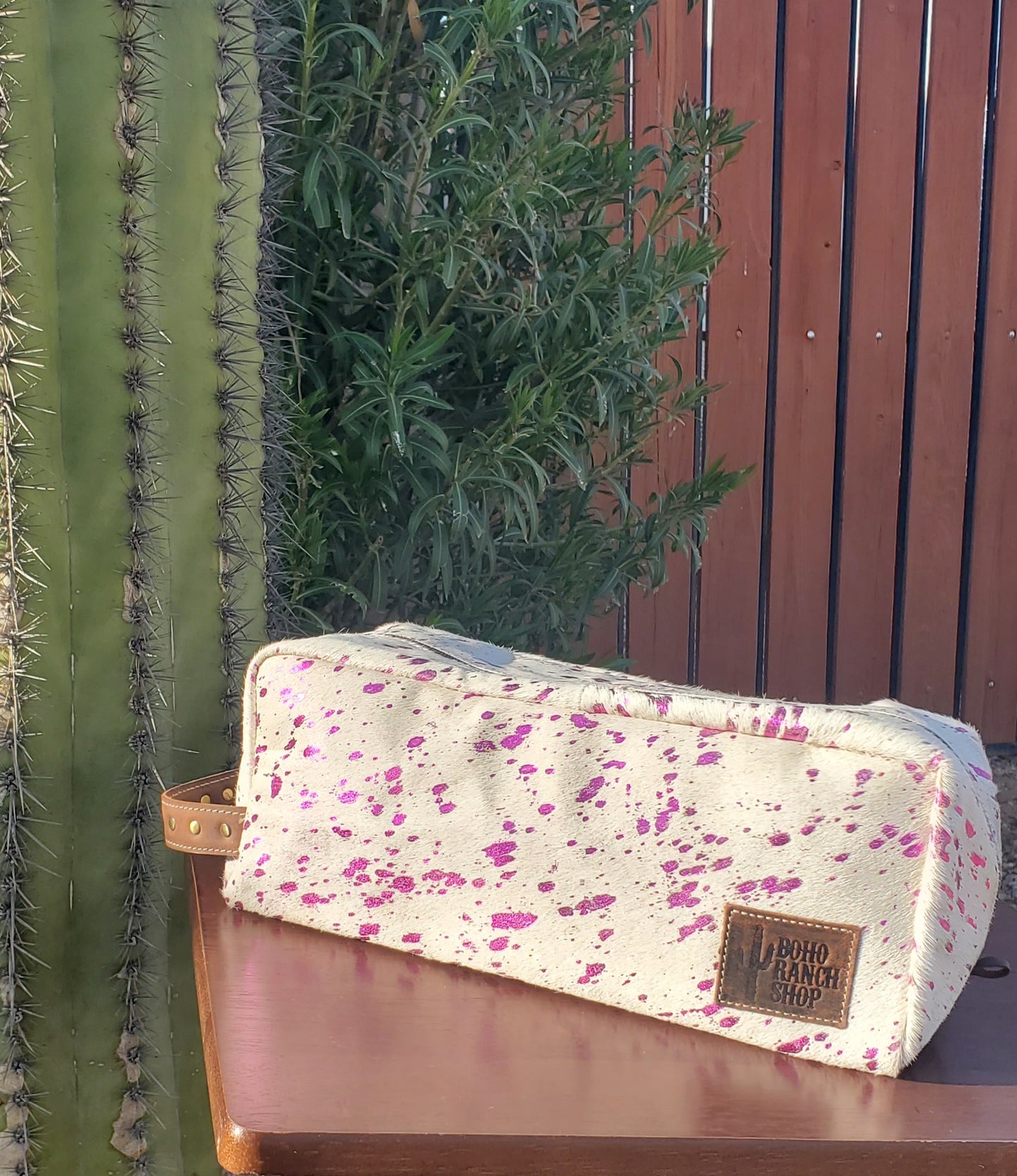 White & Pink Cowhide Travel Bag XL