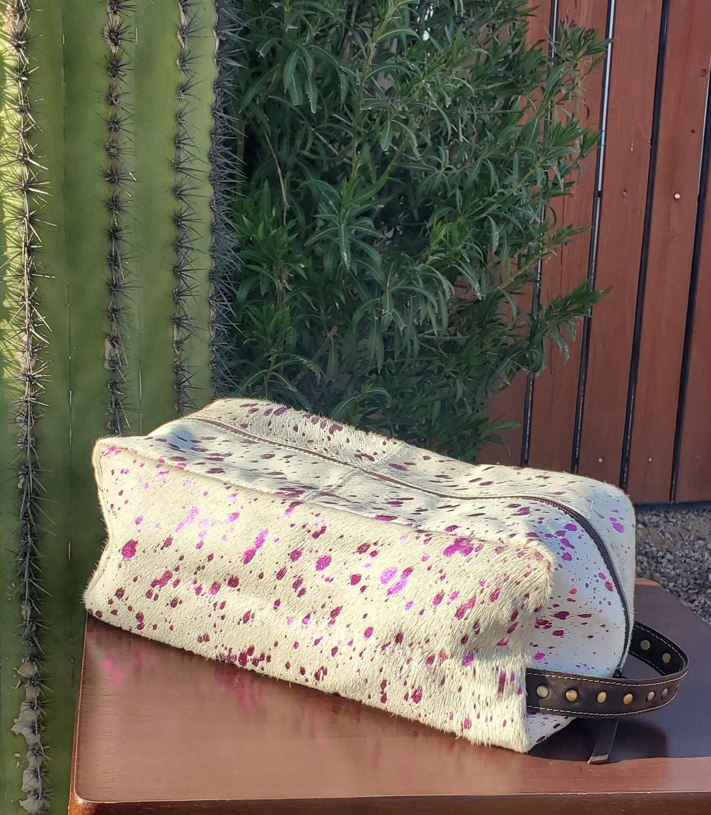 White & Pink Cowhide Travel Bag XL