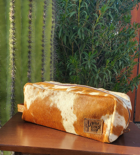 Tan & White Cowhide Travel Bag XL