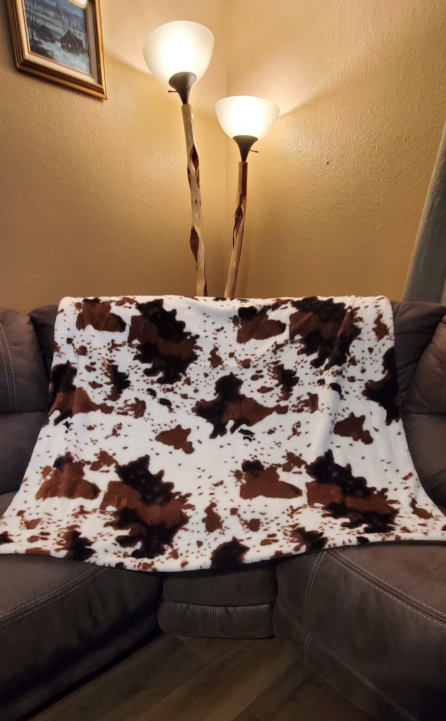 Black/Brown & White Cow Print Blanket