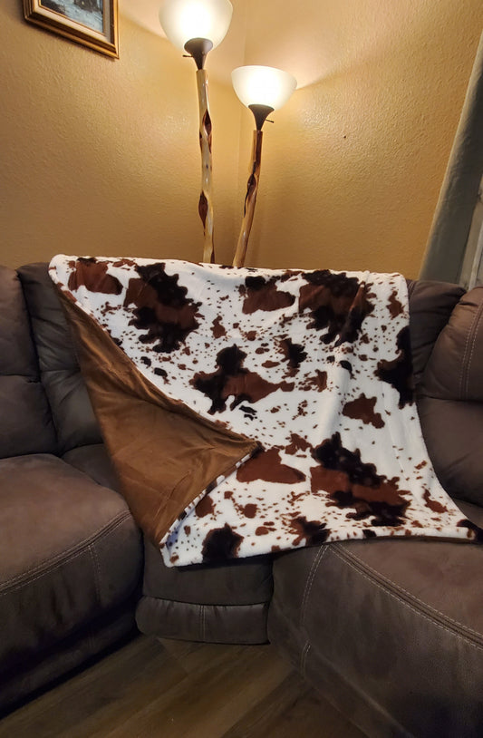 Black/Brown & White Cow Print Blanket