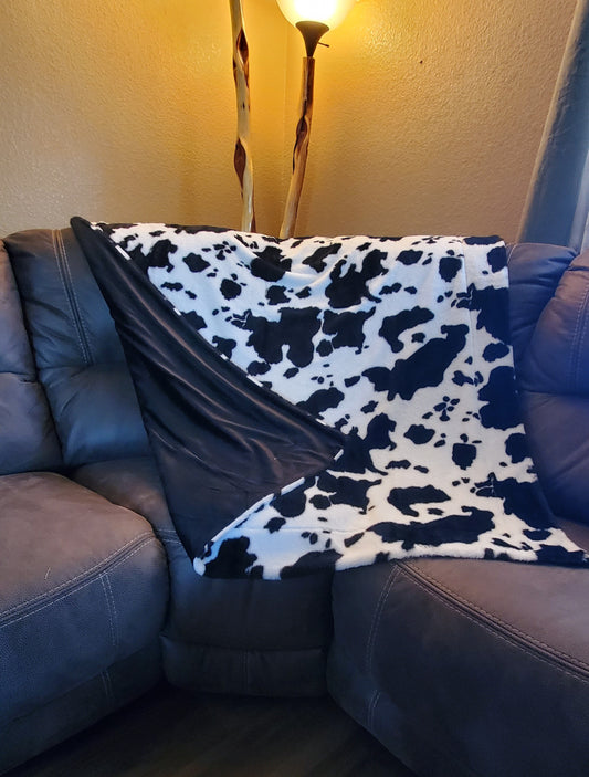 Black & White Cow Print Blanket