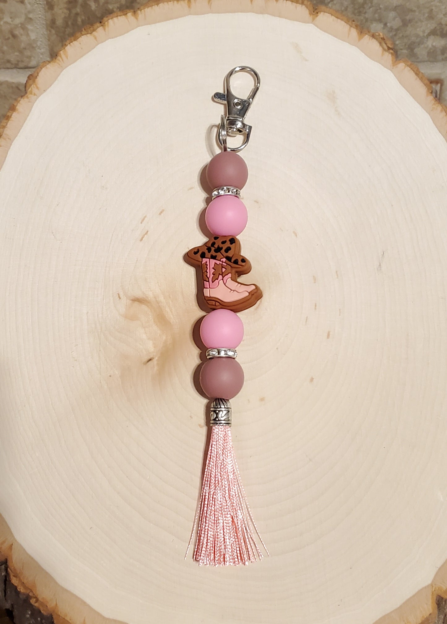 Pink Cowboy Boot Keychain