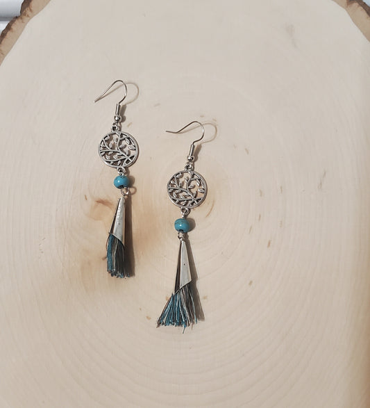 Turquoise Tassel Dangle Earrings