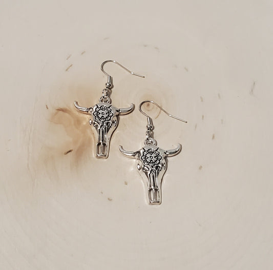 Western Alloy Cow Skull Earrings