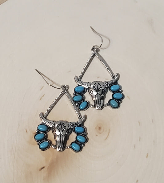 Cow Head Turquoise Earrings