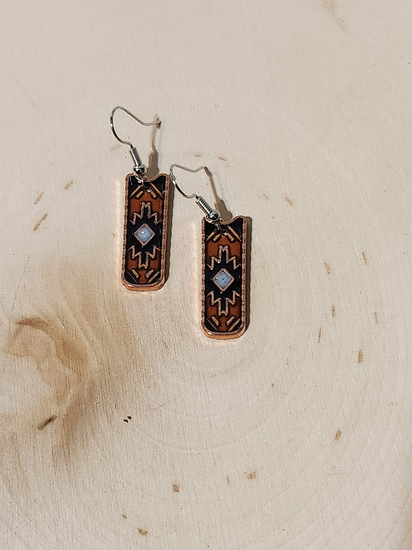 Aztec Oil Drop Earring