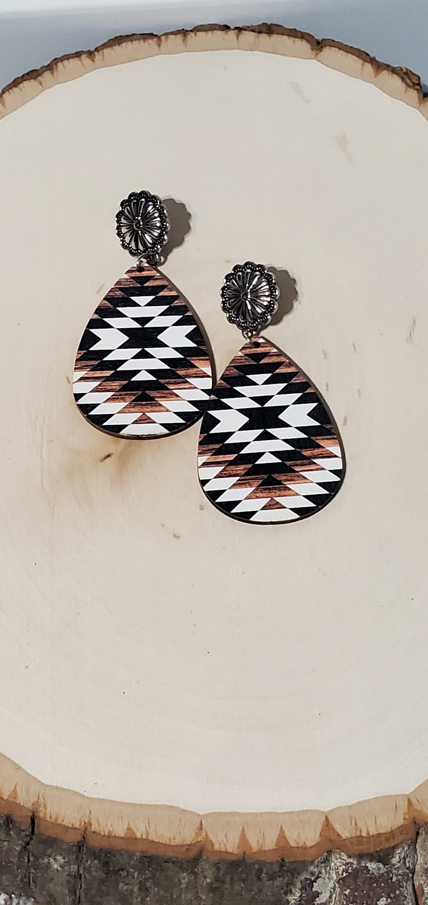 Wooden Earring with Concho