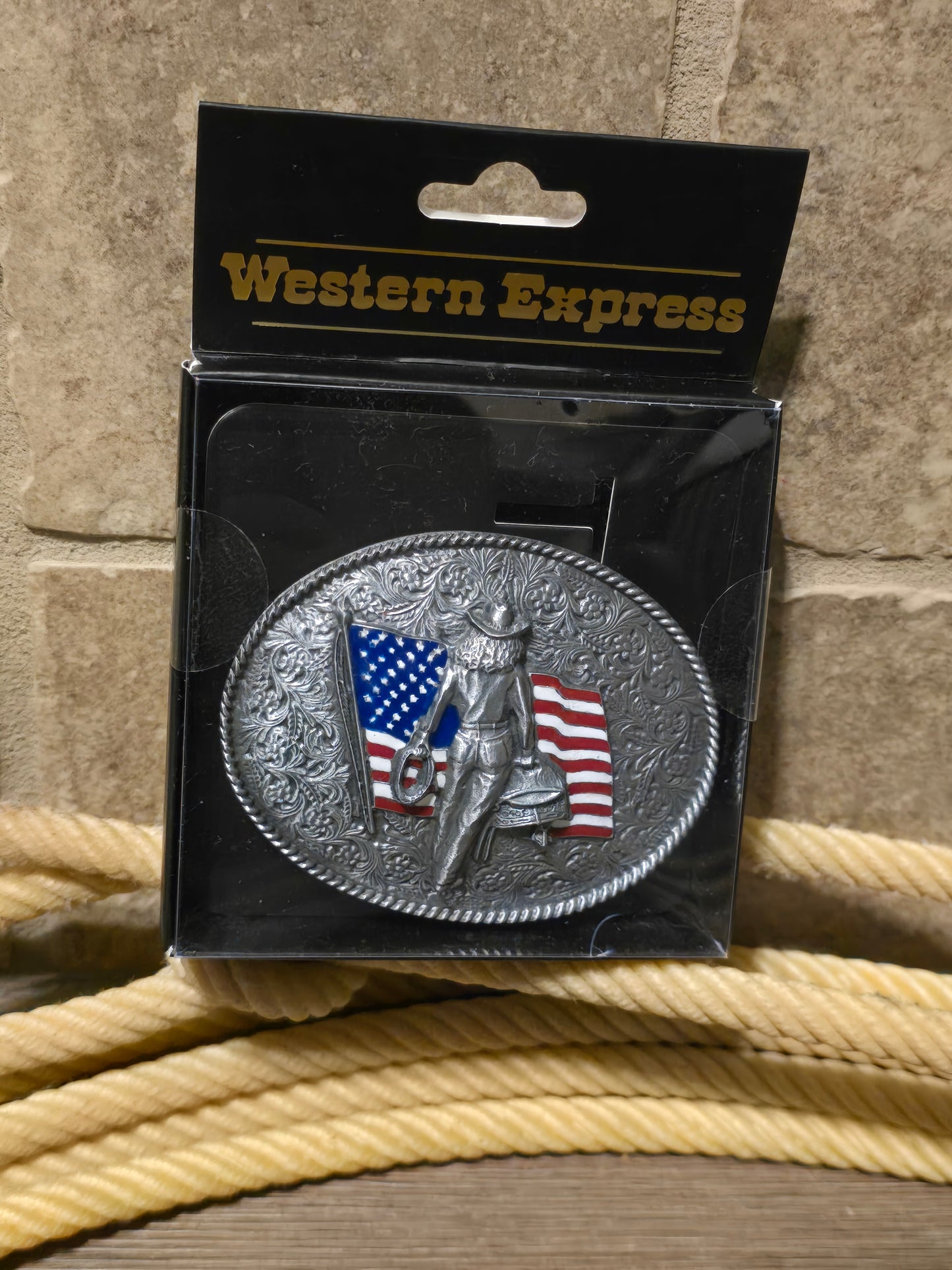 American Flag Cowgirl Belt Buckle