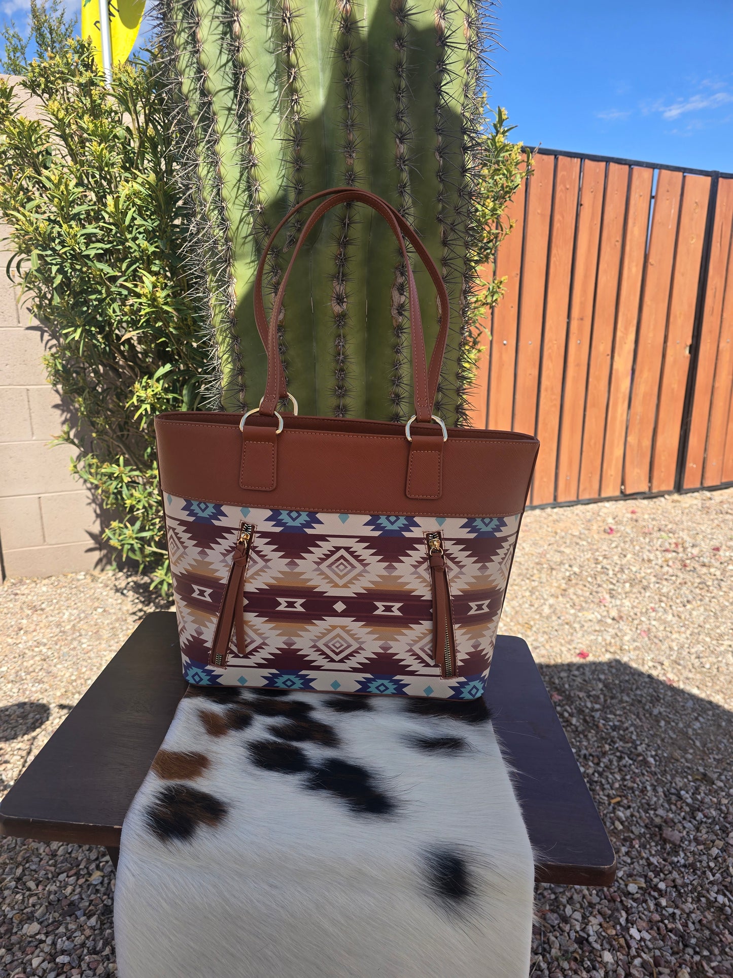 Brown Aztec purse tote bag
