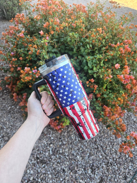 American Flag Tumbler