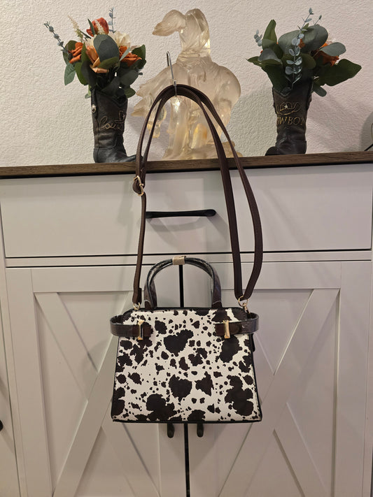 Cow Print Mini Satchel Crossbody Purse