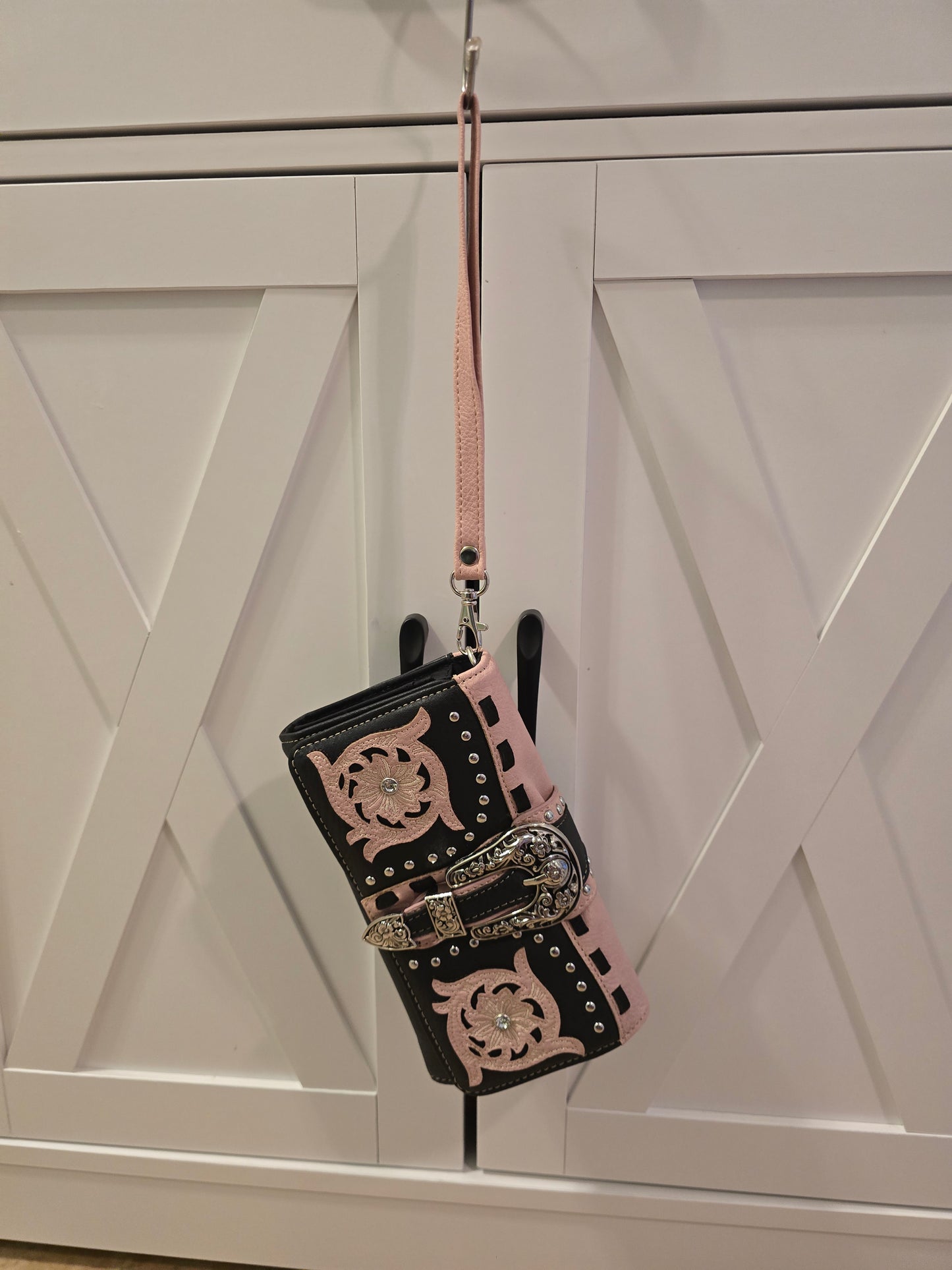 Rose & Black Tooled Wallet Purse