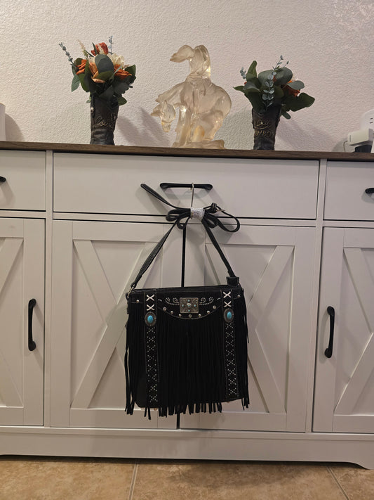 Black Fringe Crossbody Purse