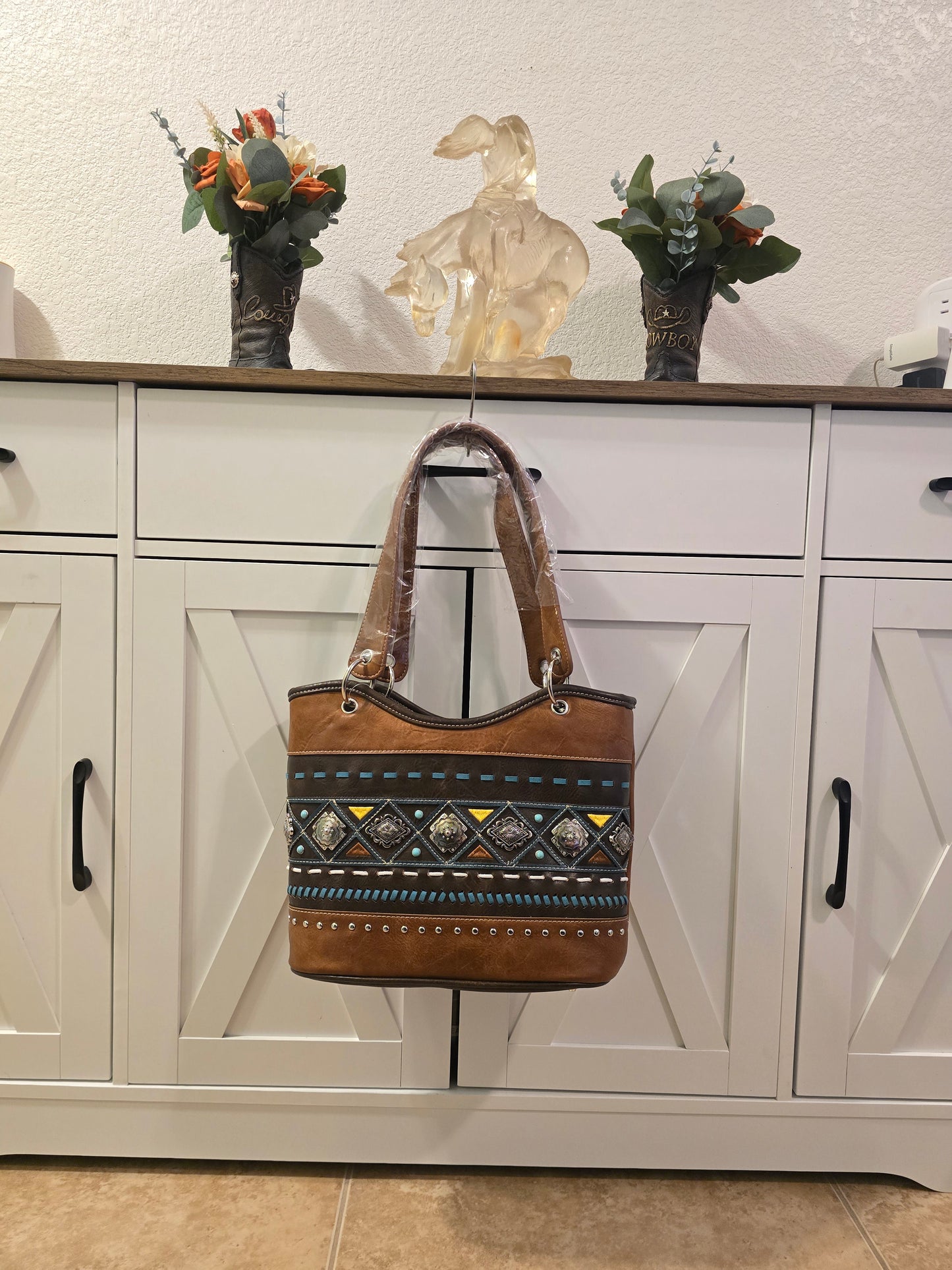 Brown Western Concho Purse