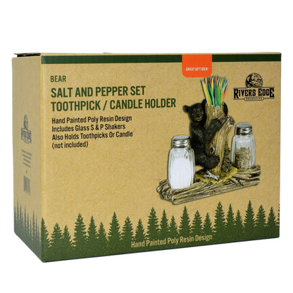 Bear Salt and Pepper Shakers w/ Toothpick Holder
