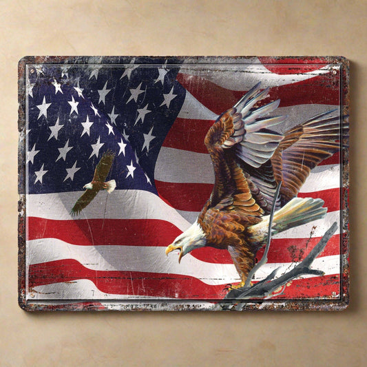 American Flag & Bald Eagle Tempered Glass Cutting Board