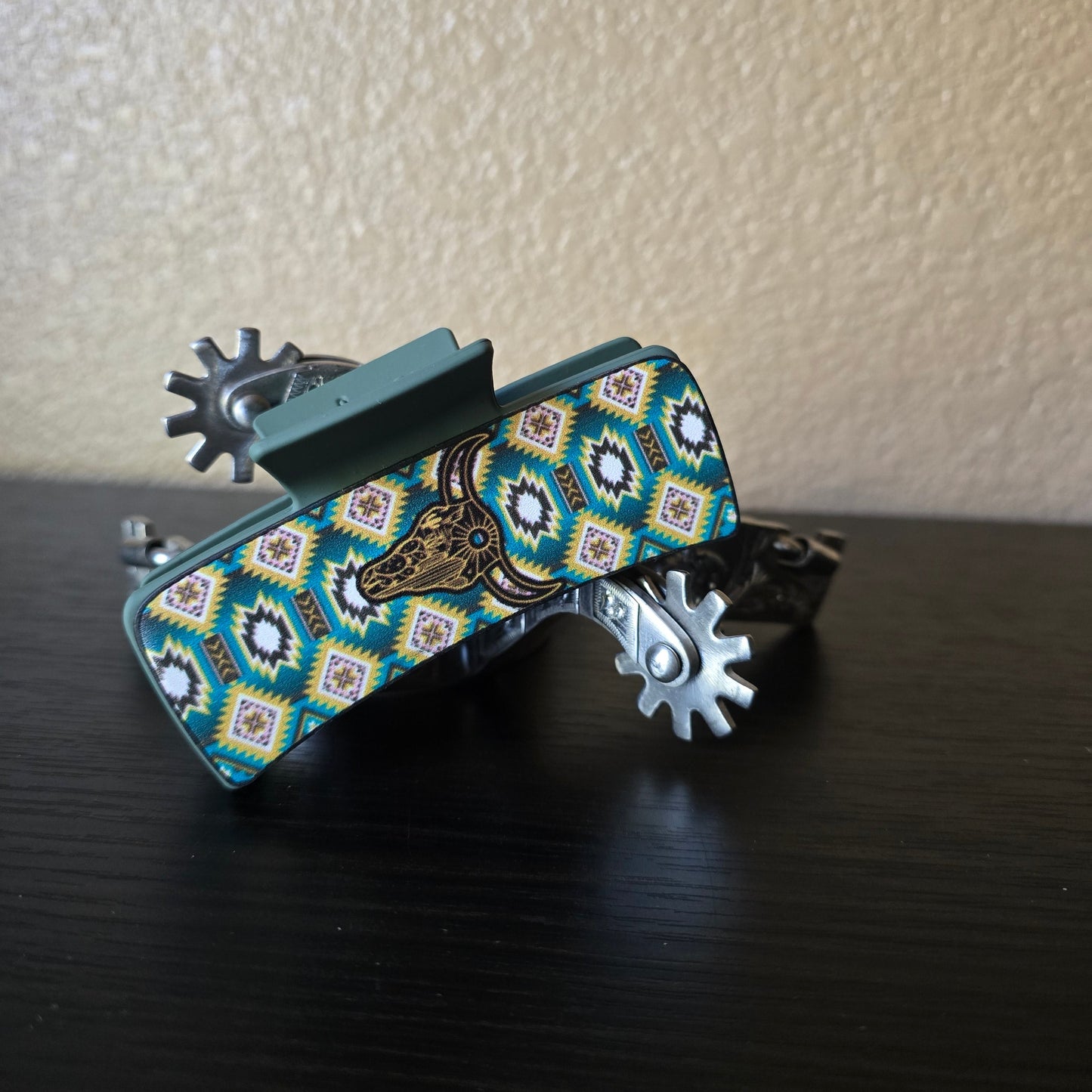 Aztec Skull Green Hair claw clip