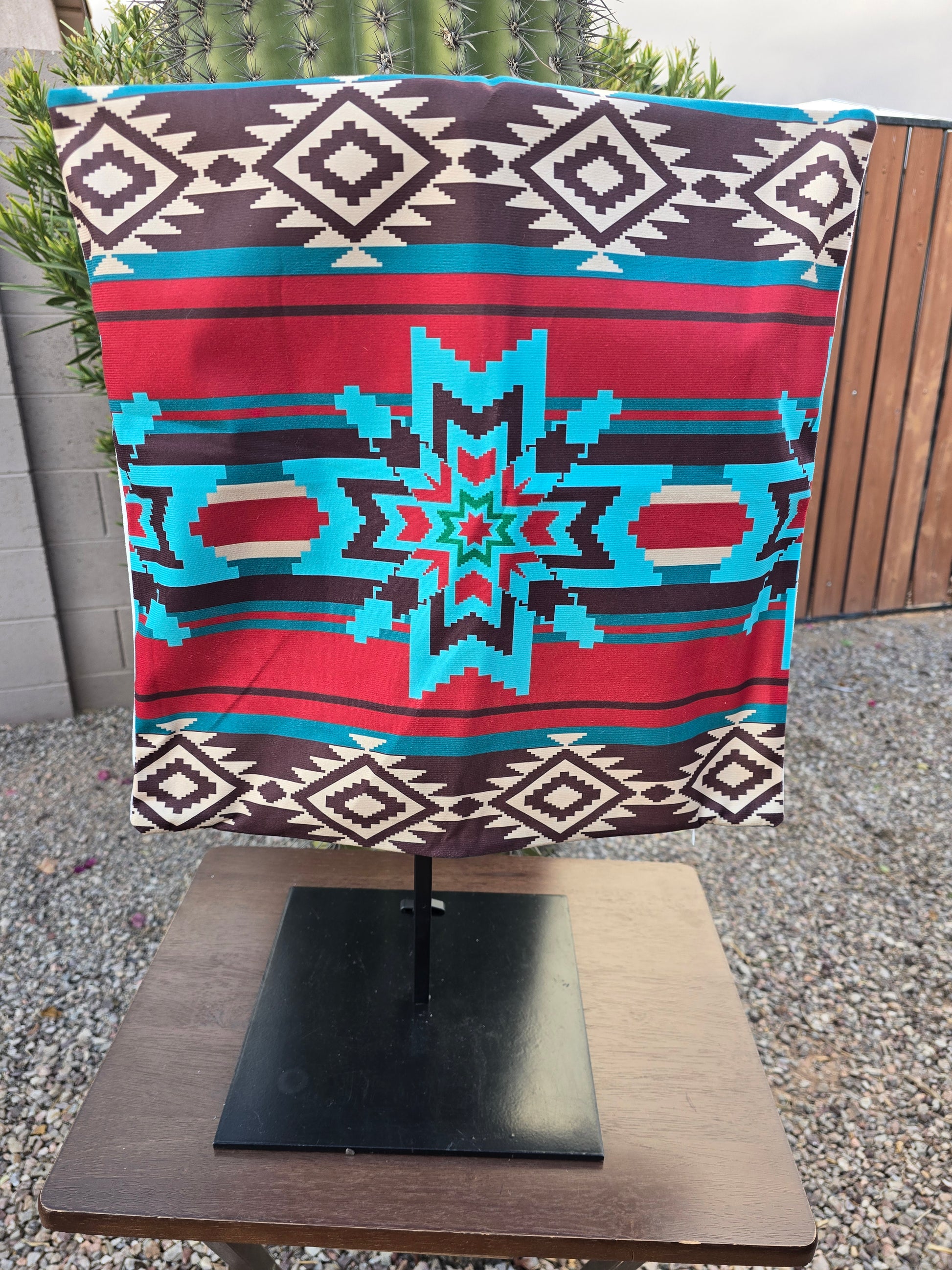 Blue & Red Aztec Pillow Cover