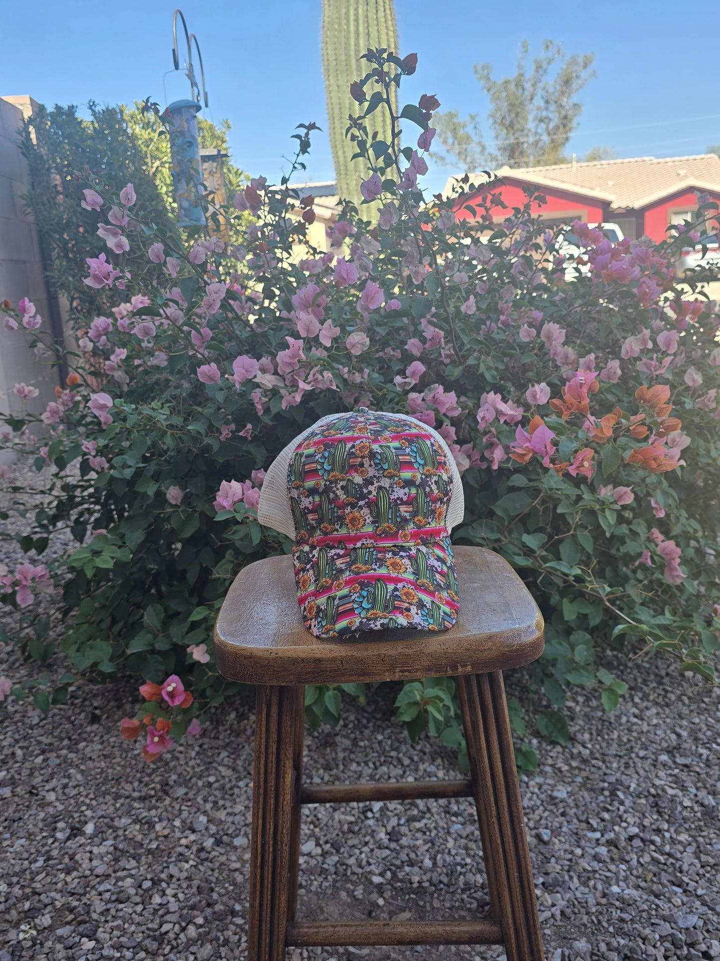 Boho Cactus Women's High ponytail ball cap